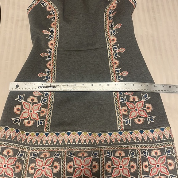 Anthropologie Maeve Grey Embroidered Sleeveless Dress - Picture 12 of 12